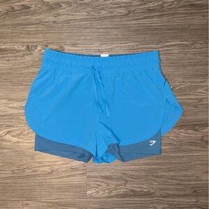 NWT Gymshark Women's Running 2 in 1 Shorts Electric Blue Lined Size 2XL